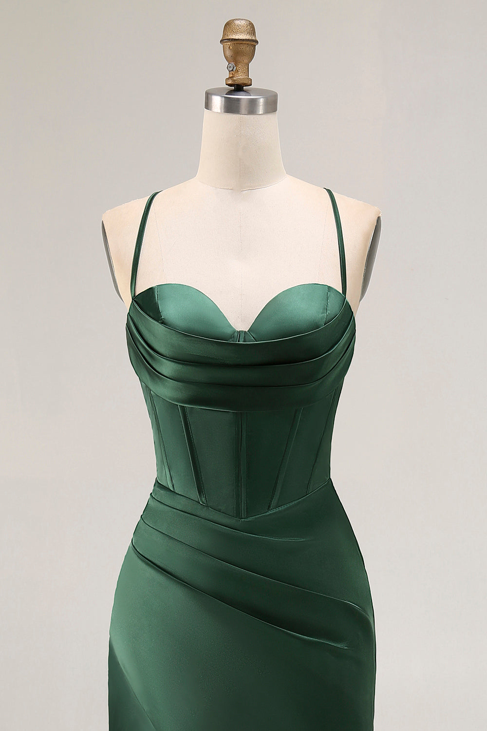 Dark Green Corset Mermaid Satin Long Wedding Guest Dress with Slit Dark Green Corset Mermaid Satin Long Wedding Guest Dress with Slit