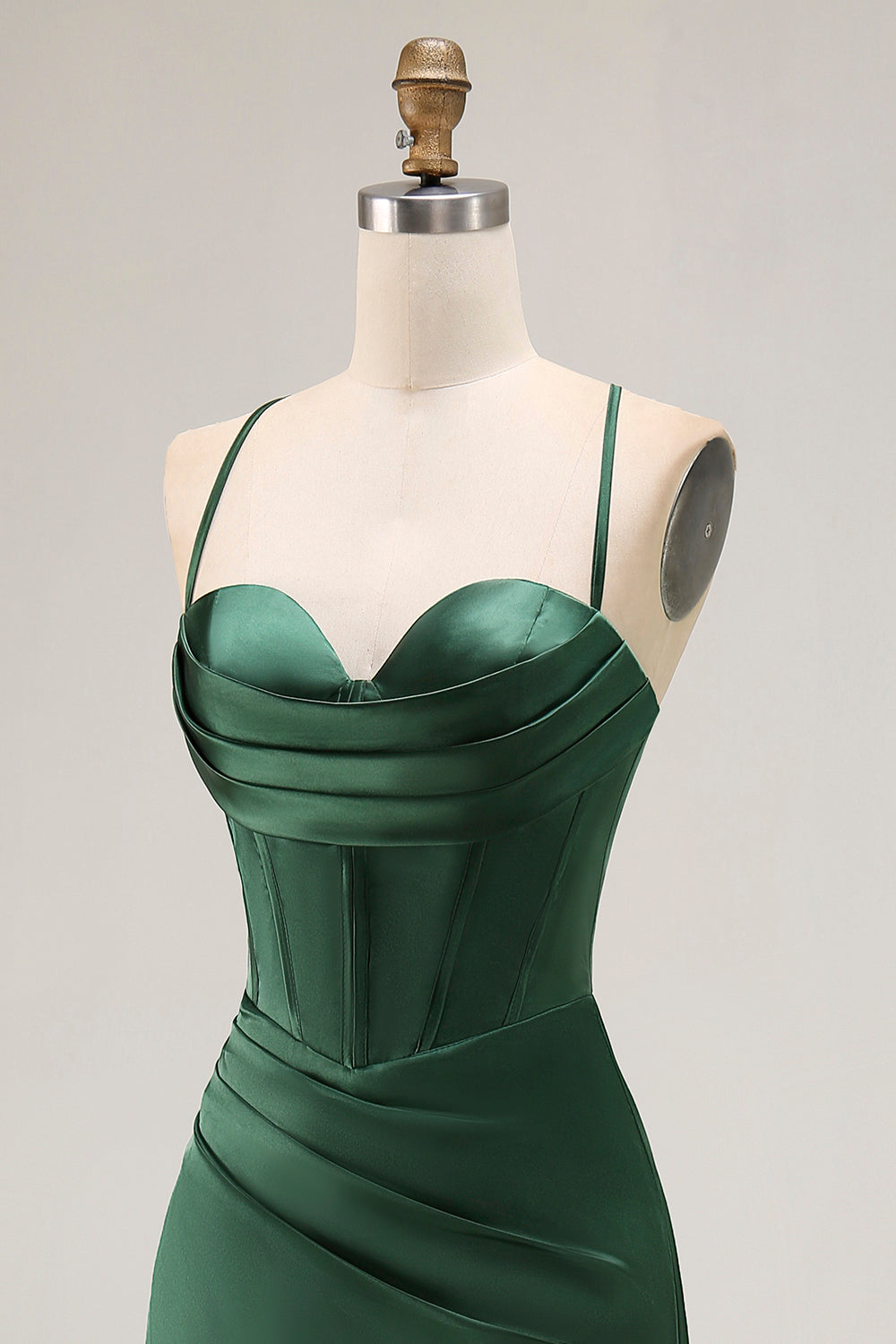 Dark Green Corset Mermaid Satin Long Wedding Guest Dress with Slit Dark Green Corset Mermaid Satin Long Wedding Guest Dress with Slit