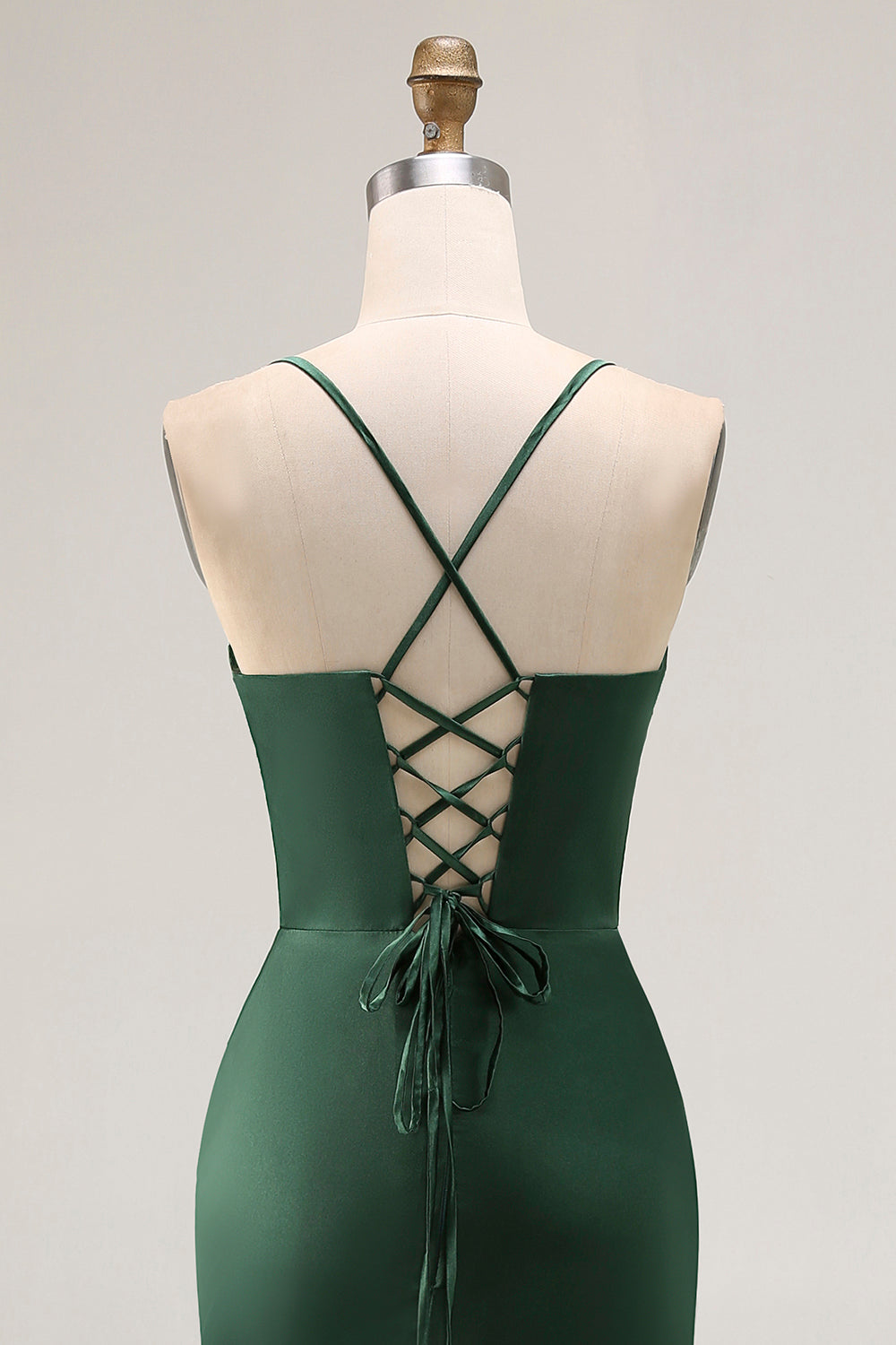 Dark Green Corset Mermaid Satin Long Wedding Guest Dress with Slit Dark Green Corset Mermaid Satin Long Wedding Guest Dress with Slit