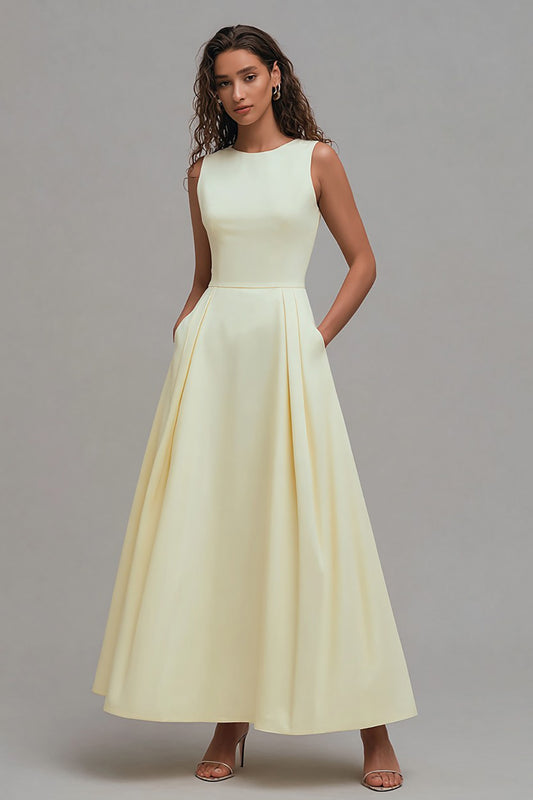 Daffodil A-Line Crew Neck Sleeveless Long Formal Dress