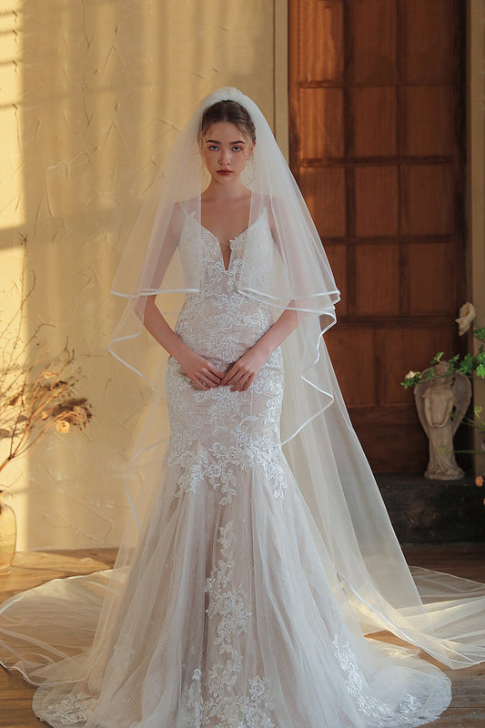 Ivory Tulle Long Bridal Veil
