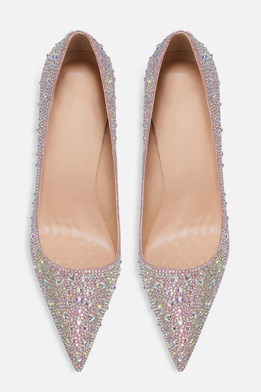 Sparkly Silver Sequin Pointed Toe Stiletto Pump Wedding Heels