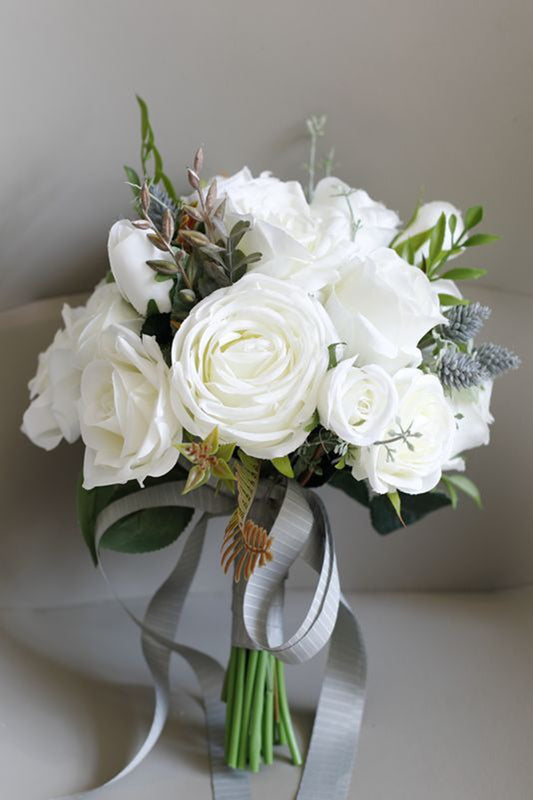 White Artificial Hand Holding Bridal Bouquet