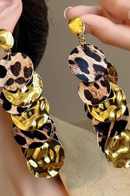 Fashion Golden Leopard Print Prom Drop Earrings