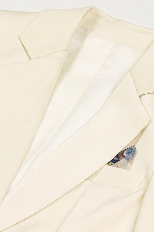 2 Piece Ivory Notched Lapel Business Suits with Sash