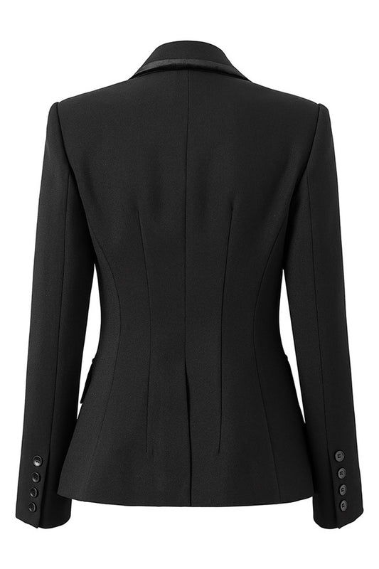 Sparkly Black Notched Lapel Women Prom Blazer with Rhinestones