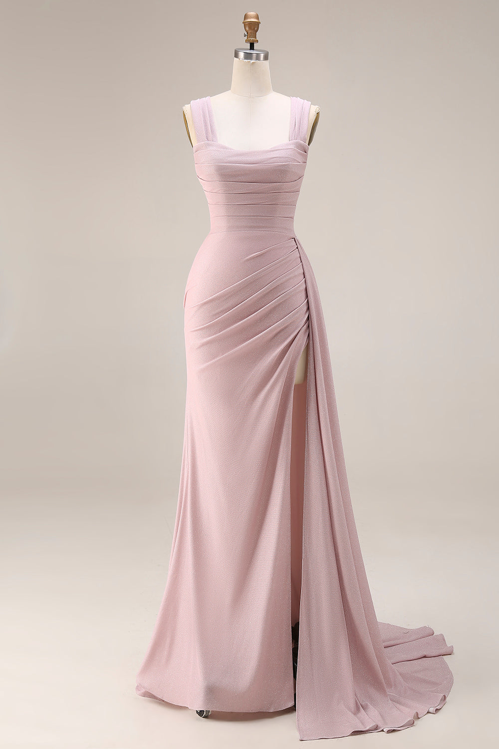 dark rose prom dress Beaded Illusion 3D Rose Long Train Pink Prom Dress