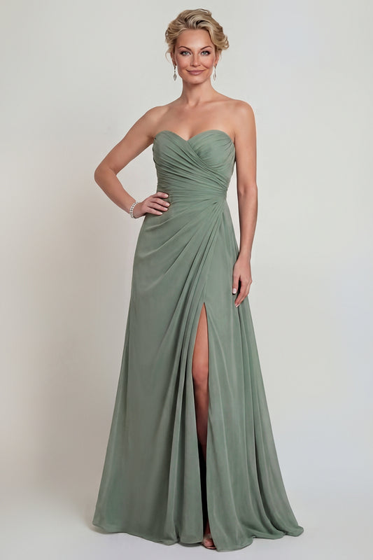 Dusty Sage Sweetheart Long A Line Mother of the Bride Dress