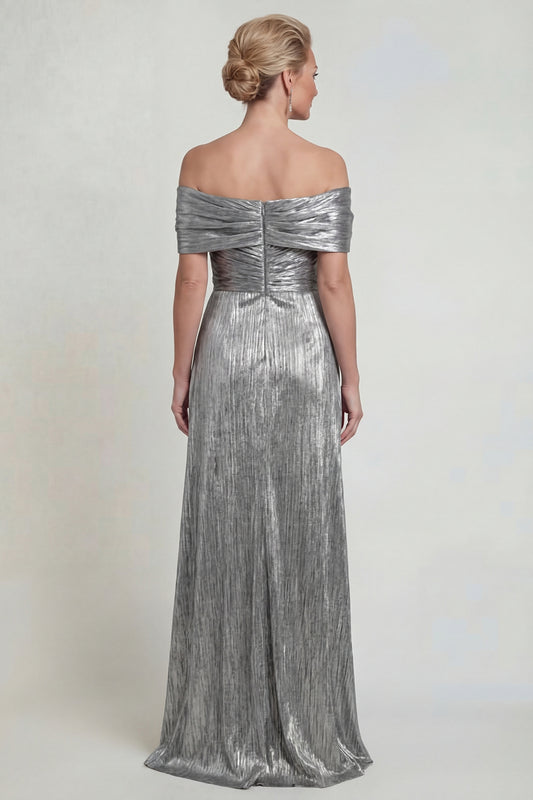 Grey Silver Mermaid Long Off the Shoulder Mother of the Bride Dress