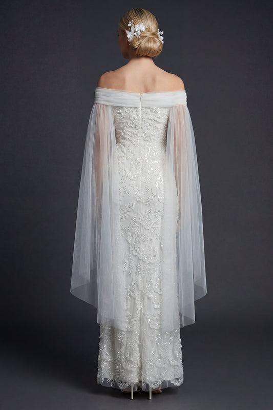 Sparkly White Off the Shoulder Beaded Maxi Mermaid Floral Boho Wedding Dress