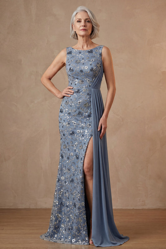 Twilight Mermaid Long Floral Mother of the Bride Dress with Side Cape