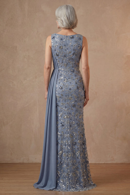 Twilight Mermaid Long Floral Mother of the Bride Dress with Side Cape