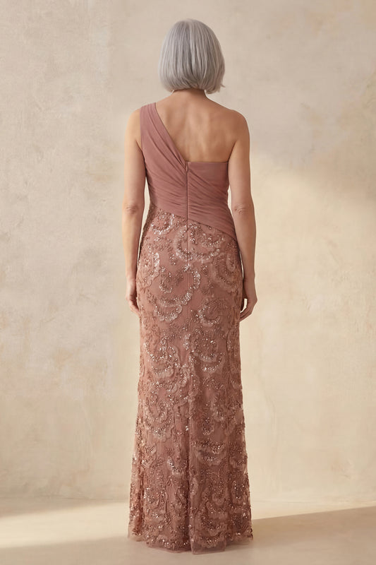 Desert Rose Floral Long Mother Of the Bride Dress with Beading