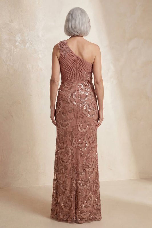 Sparkly Desert Rose Long Mother Of the Bride Dress with Flowers