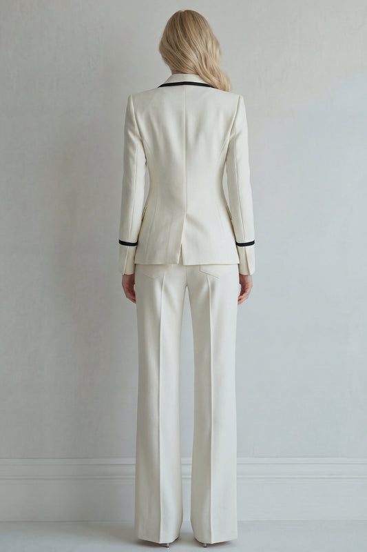 Ivory Peak Lapel Single Breasted 2 Piece Wide Leg Prom Suits