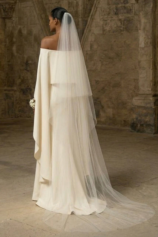 White Sheath Maxi Boho Wedding Dress with Slit