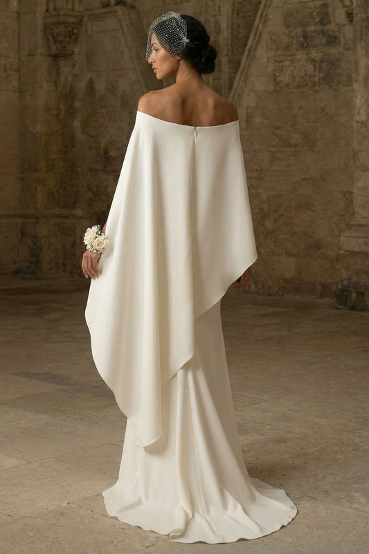 Mermaid White Maxi Boho Wedding Dress with Slit