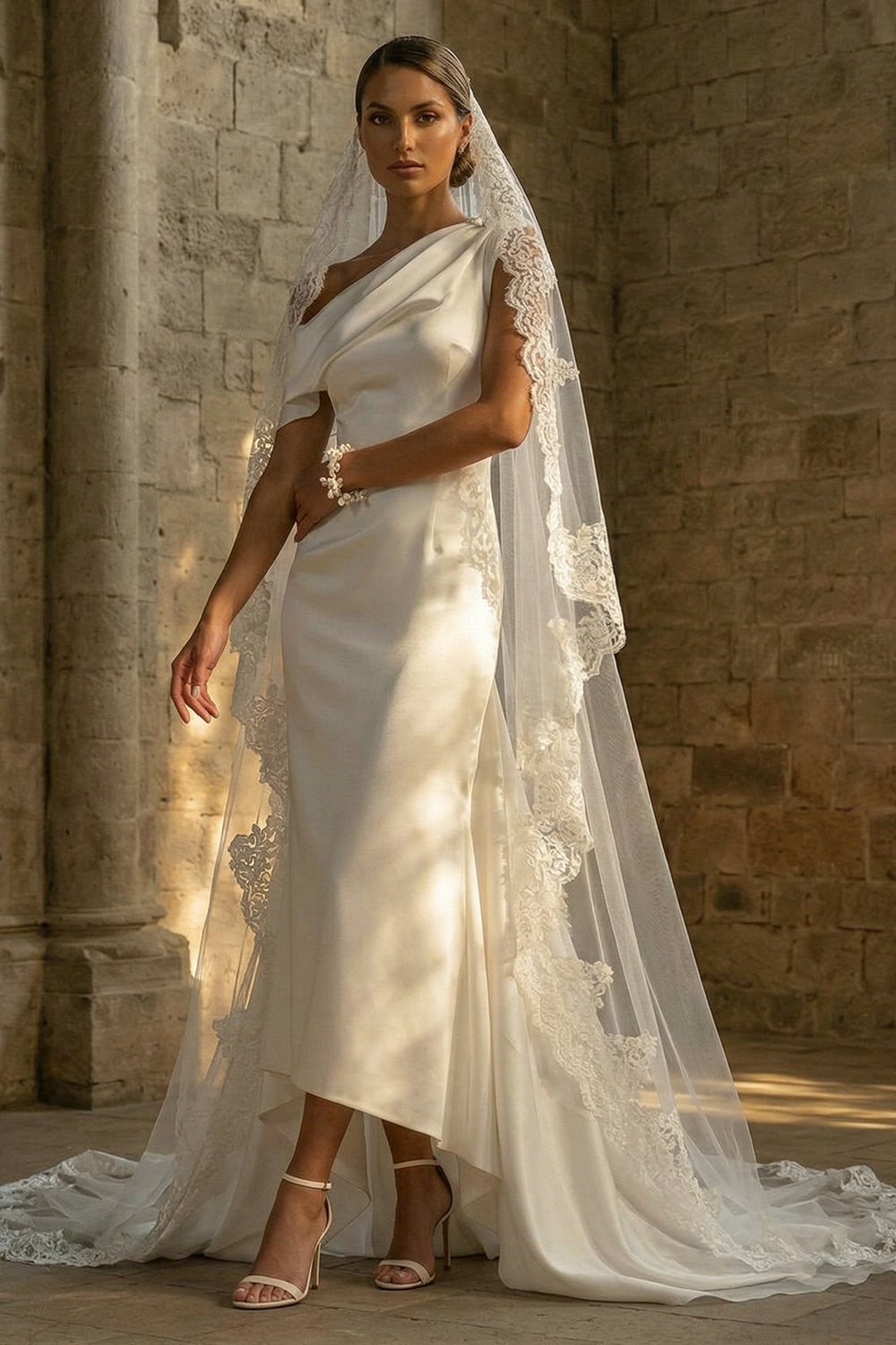 beach one shoulder wedding dress Aire