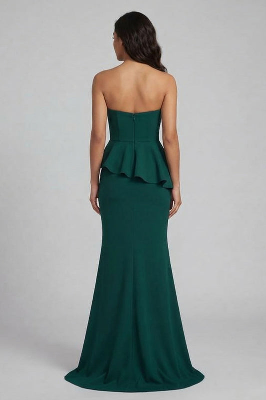 Long Beaded Dark Green Mermaid Mother of the Bride Dress with Ruffles