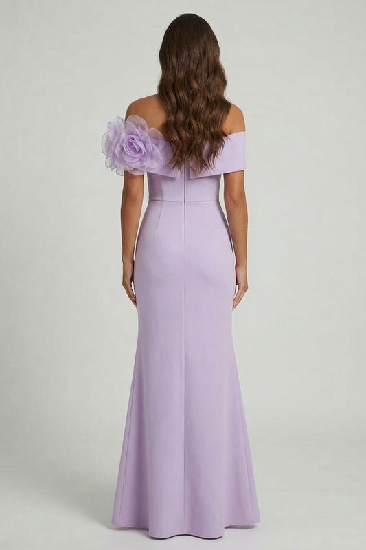 Lilac Mermaid Long Mother of the Bride Dress with 3D Flowers