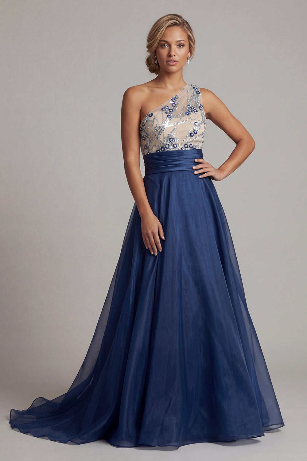 Zapakasa Women Navy Floral Long Mother of the Bride Dress with Beading One Shoulder A Line Wedding Guest Dress Zapakasa Women Navy Floral Long Mother of the Bride Dress with Beading One Shoulder A Line Wedding Guest Dress