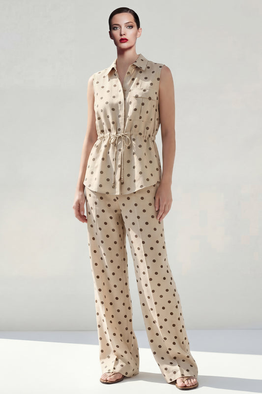 Polka Dots Khaki 2 Piece Single Breasted Business Suits