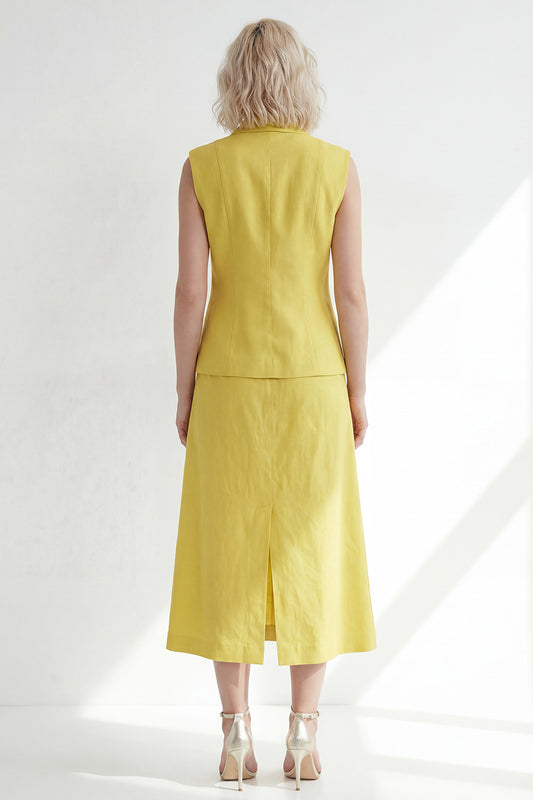 Notched Lapel Butter Yellow 2 Piece Single Breasted Business Suits with Pockets