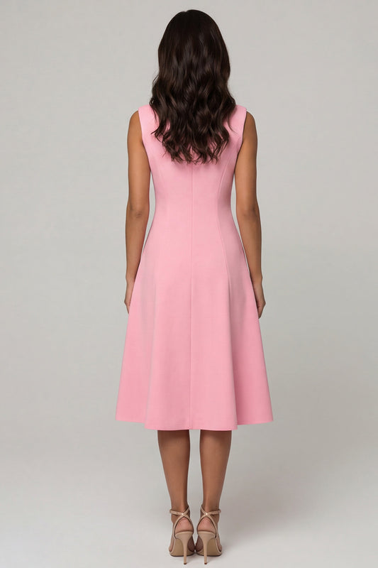 Midi Pink Shawl Lapel Double Breasted Blazer Dress