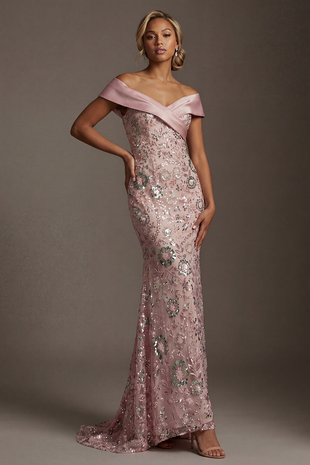 pink mother of the bride dress Zapakasa Women Sparkly Pink Long Beaded Mother of the Bride Dress Mermaid Off the Shoulder Evening Dress