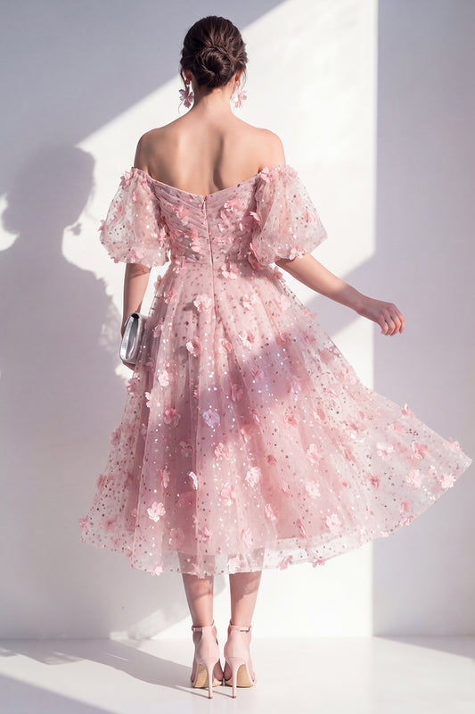 Sparkly Blush Beaded Ruched Floral A Line Maxi Wedding Guest Dress
