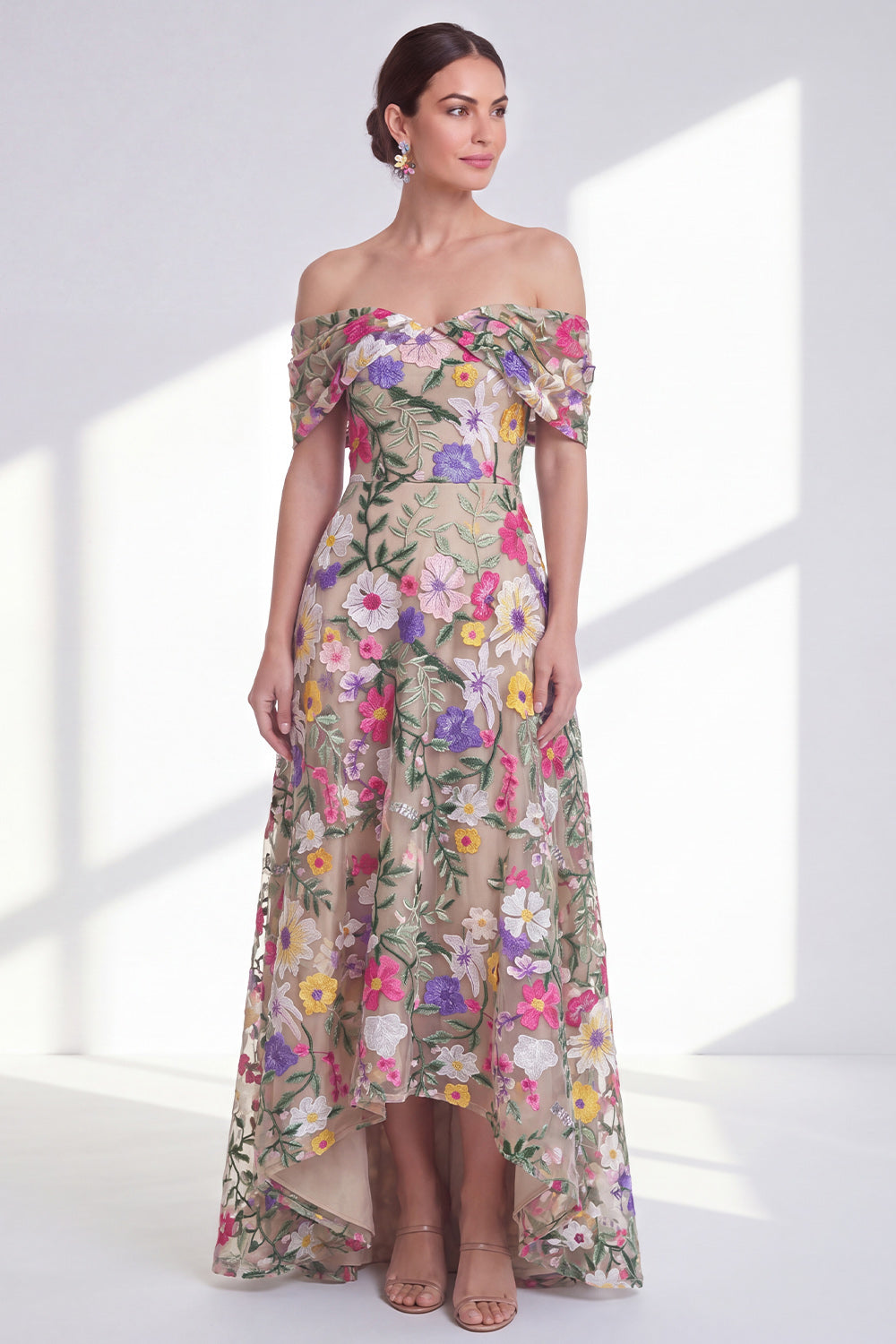 Zapakasa Women Light Khaki Long Floral Mother of the Bride Dress One Shoulder A Line Wedding Guest Dress Zapakasa Women Light Khaki Long Floral Mother of the Bride Dress One Shoulder A Line Wedding Guest Dress