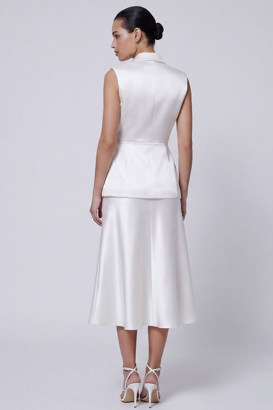 Ivory Midi 2 Piece Peak Lapel Single Breasted Business Suits