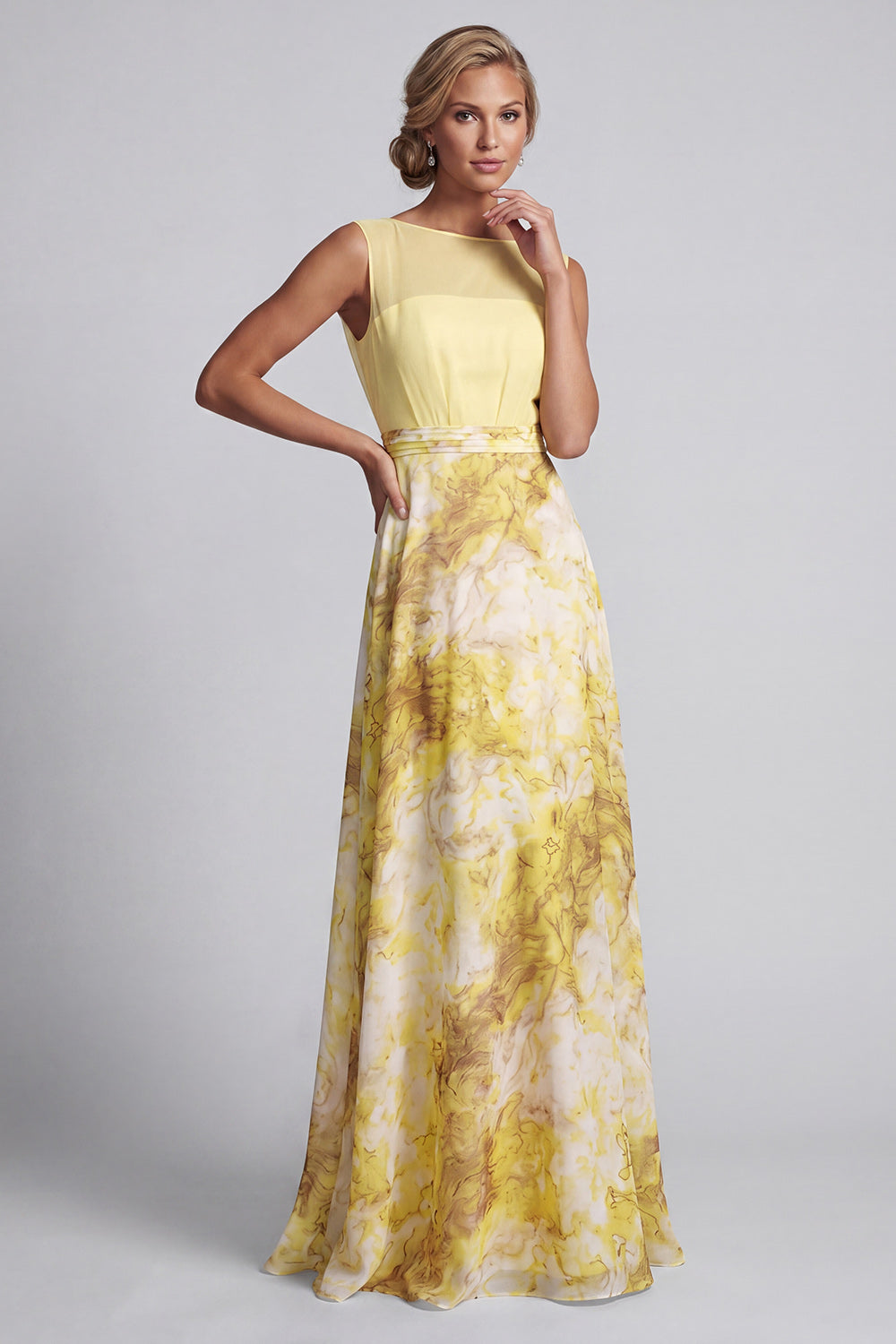 peppermayo pink dress Yellow Embroidered Tulle A-Line Midi Dress main image 1