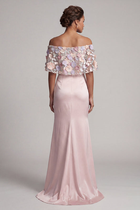 Blush Long Mermaid Floral Mother of the Bride Dress