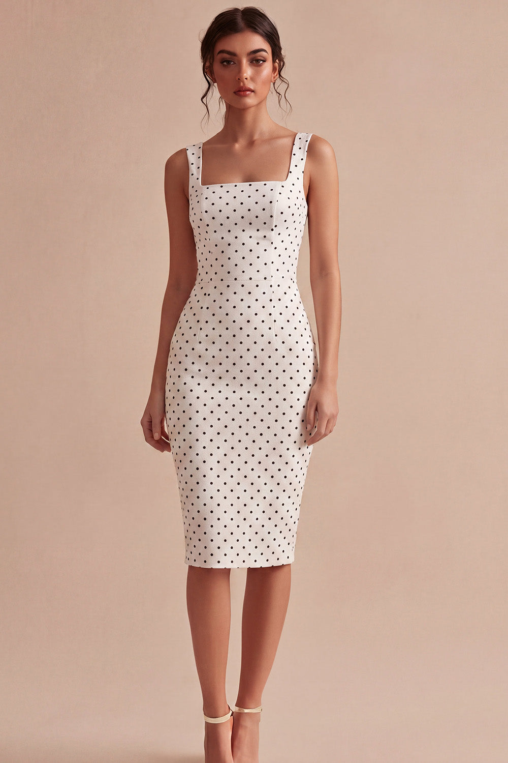 black and white midi bodycon dress Black & White Sleeveless Midi Dress - All Dresses