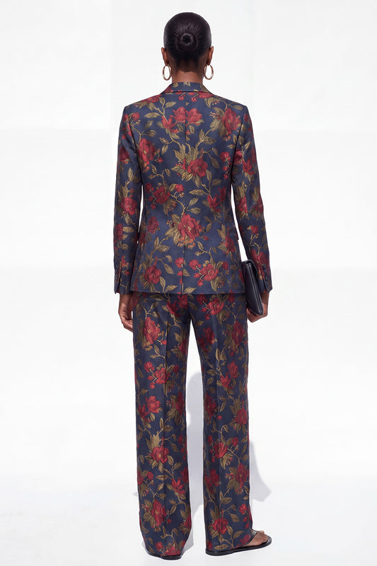 Black 2 Piece Floral Peak Lapel Single Breasted Women Suits with Pockets