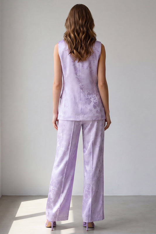 2 Piece Lilac One Button Notched Lapel Work Suits