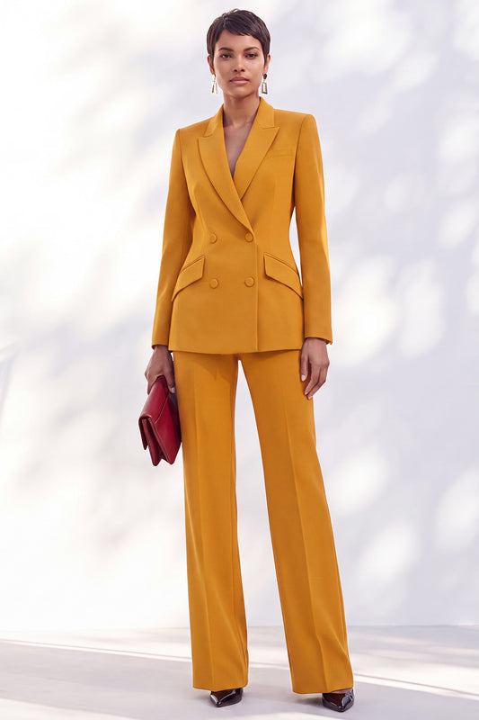 Double Breasted Acacia Peak Lapel Slim Fit 2 Piece Work Suits