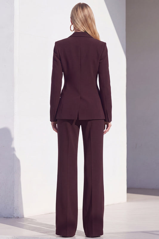 One Button Dark Burgundy Slim Fit Notched Lapel 2 Piece Work Suits