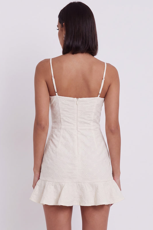 White Tight Spaghetti Straps Ruffled Short Graduation Dress