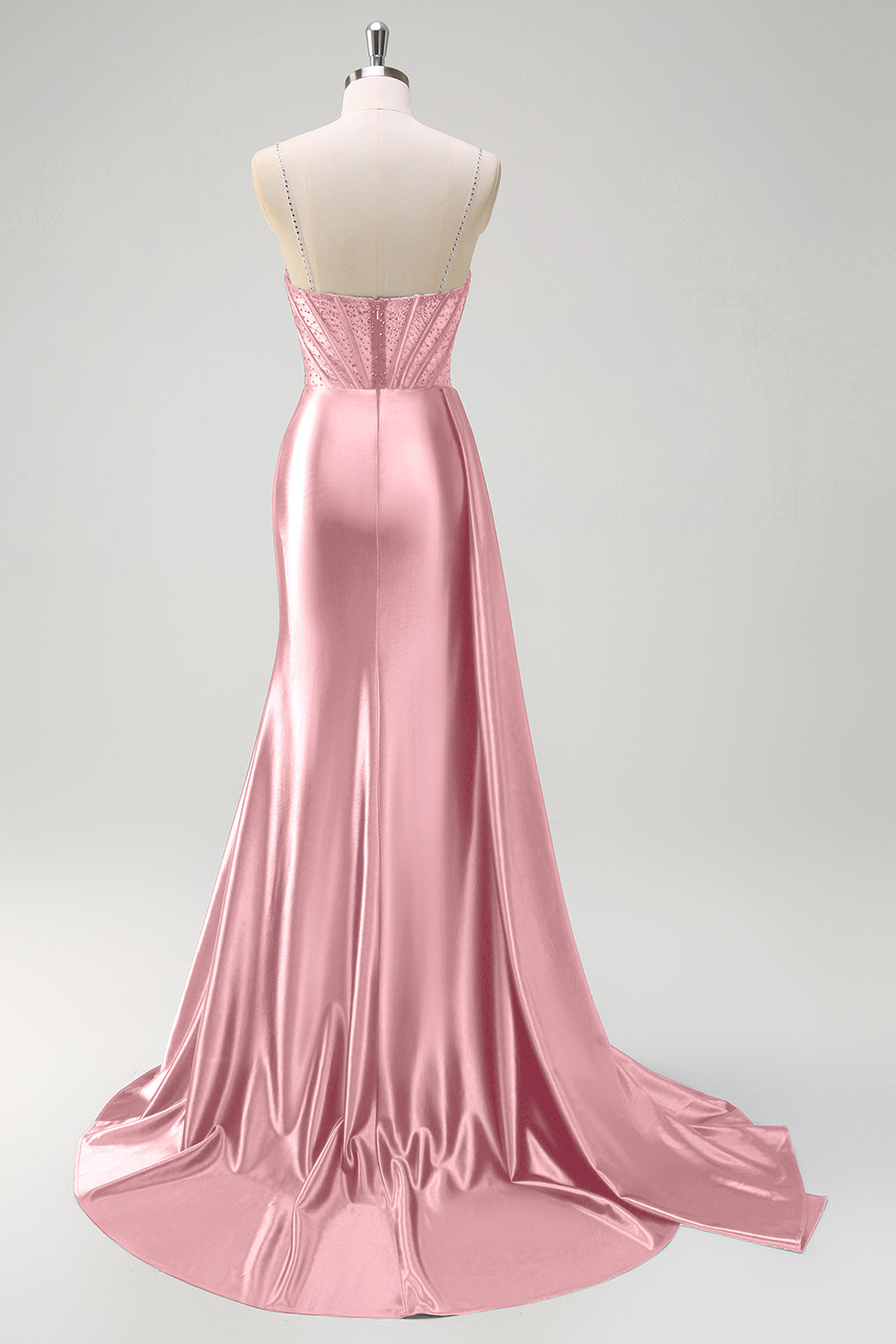 Black Beaded Mermaid Spaghetti Straps Streamer Long Prom Dress with Slit Black Beaded Mermaid Spaghetti Straps Streamer Long Prom Dress with Slit