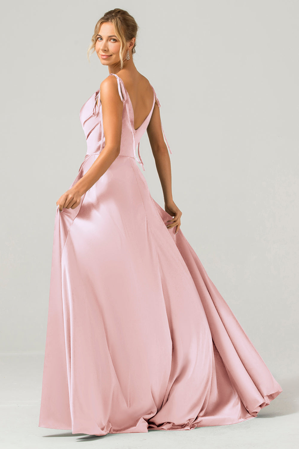 Royal Blue A-Line Spaghetti Straps Ruched Long Bridesmaid Dress with Slit Royal Blue A-Line Spaghetti Straps Ruched Long Bridesmaid Dress with Slit