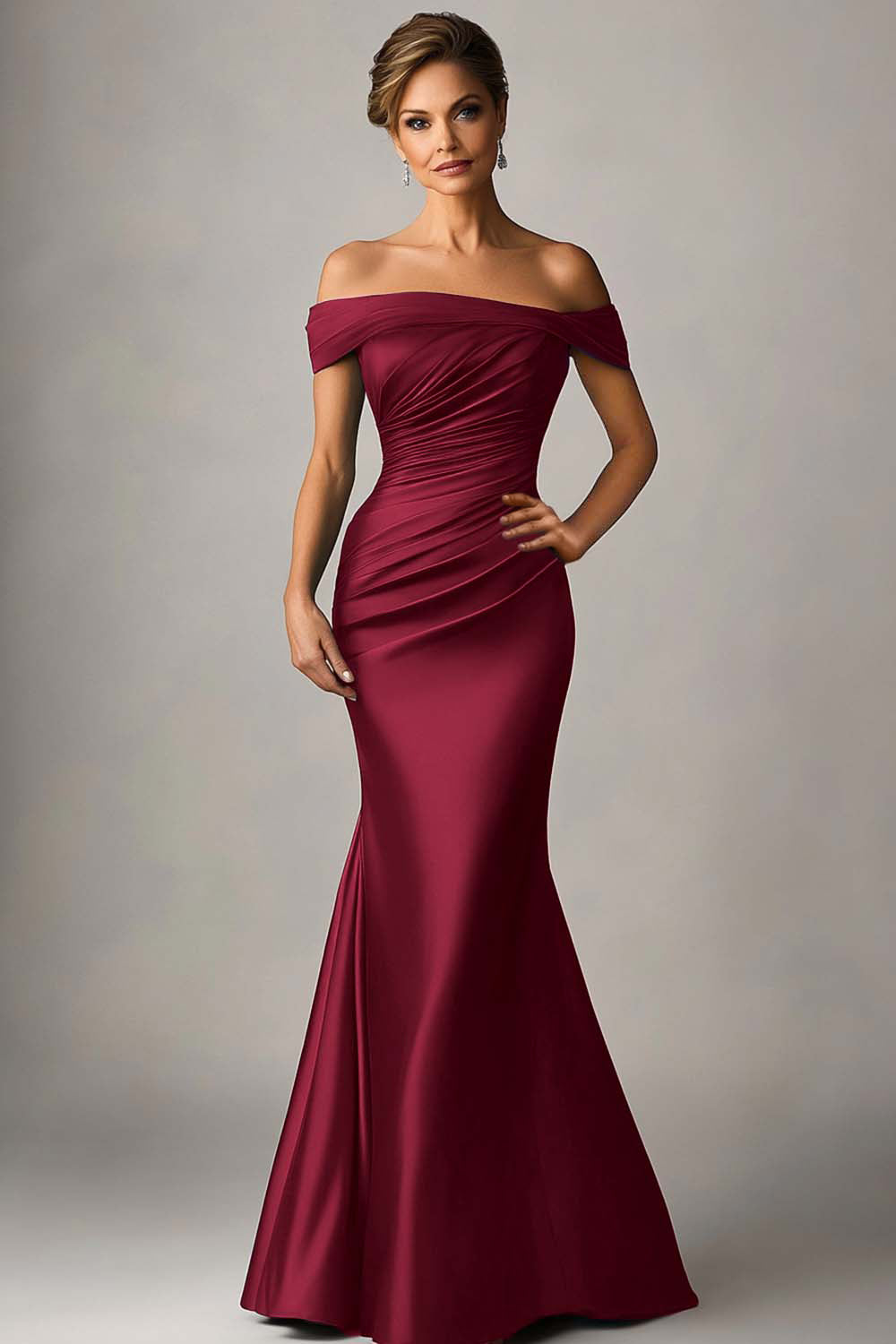 Peacock Blue Mermaid Off The Shoulder Ruched Satin Formal Dress Peacock Blue Mermaid Off The Shoulder Ruched Satin Formal Dress