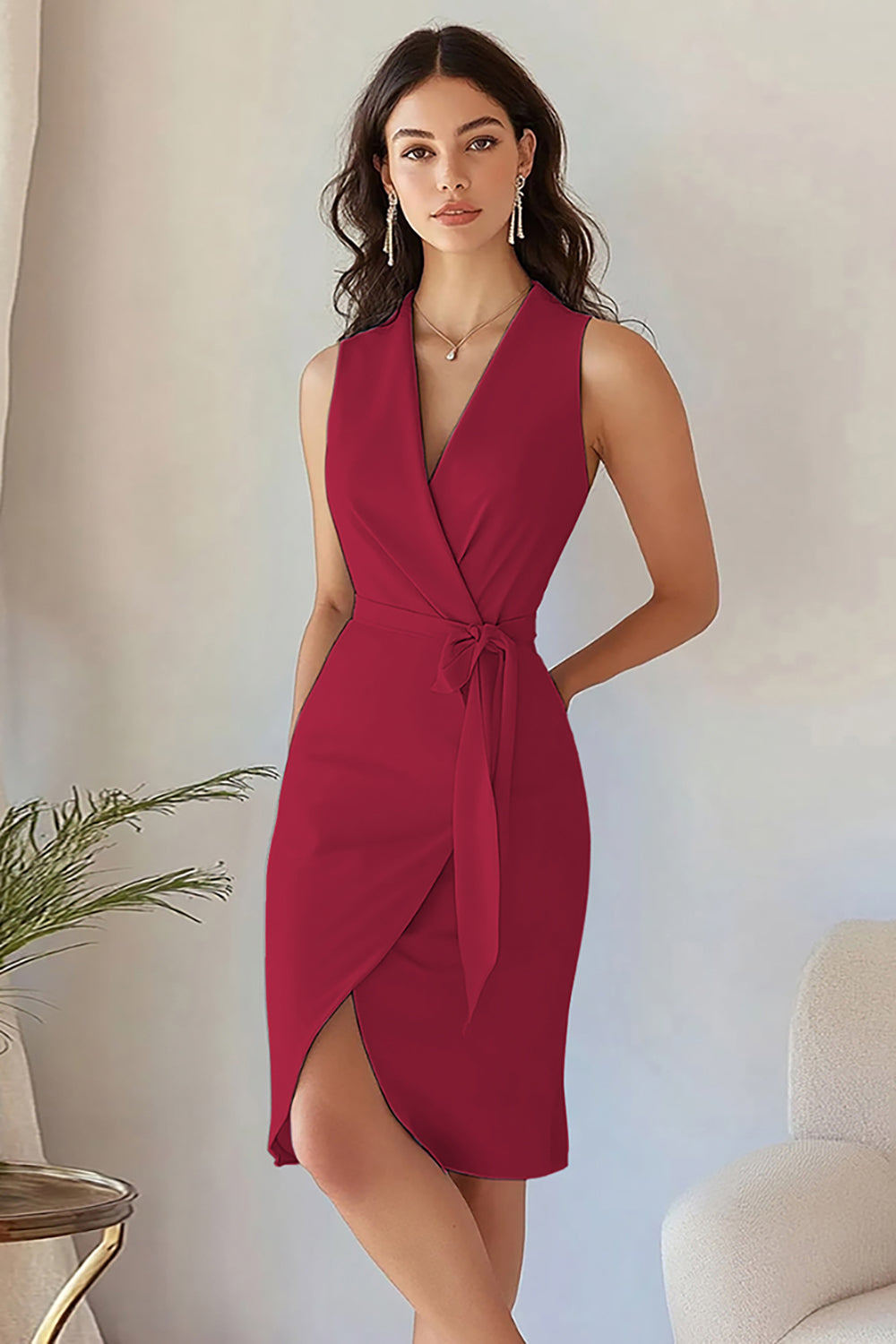 Sky Blue Satin Bodycon V-Neck Sleeveless Short Work Blazer Dress Sky Blue Satin Bodycon V-Neck Sleeveless Short Work Blazer Dress