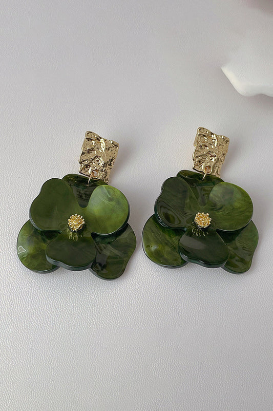 Green Acrylic Flower Shape Earrings