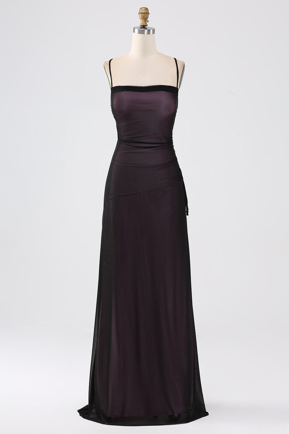 black spaghetti strap bridesmaid dress AW Laurie Black Bridesmaid Dresses
