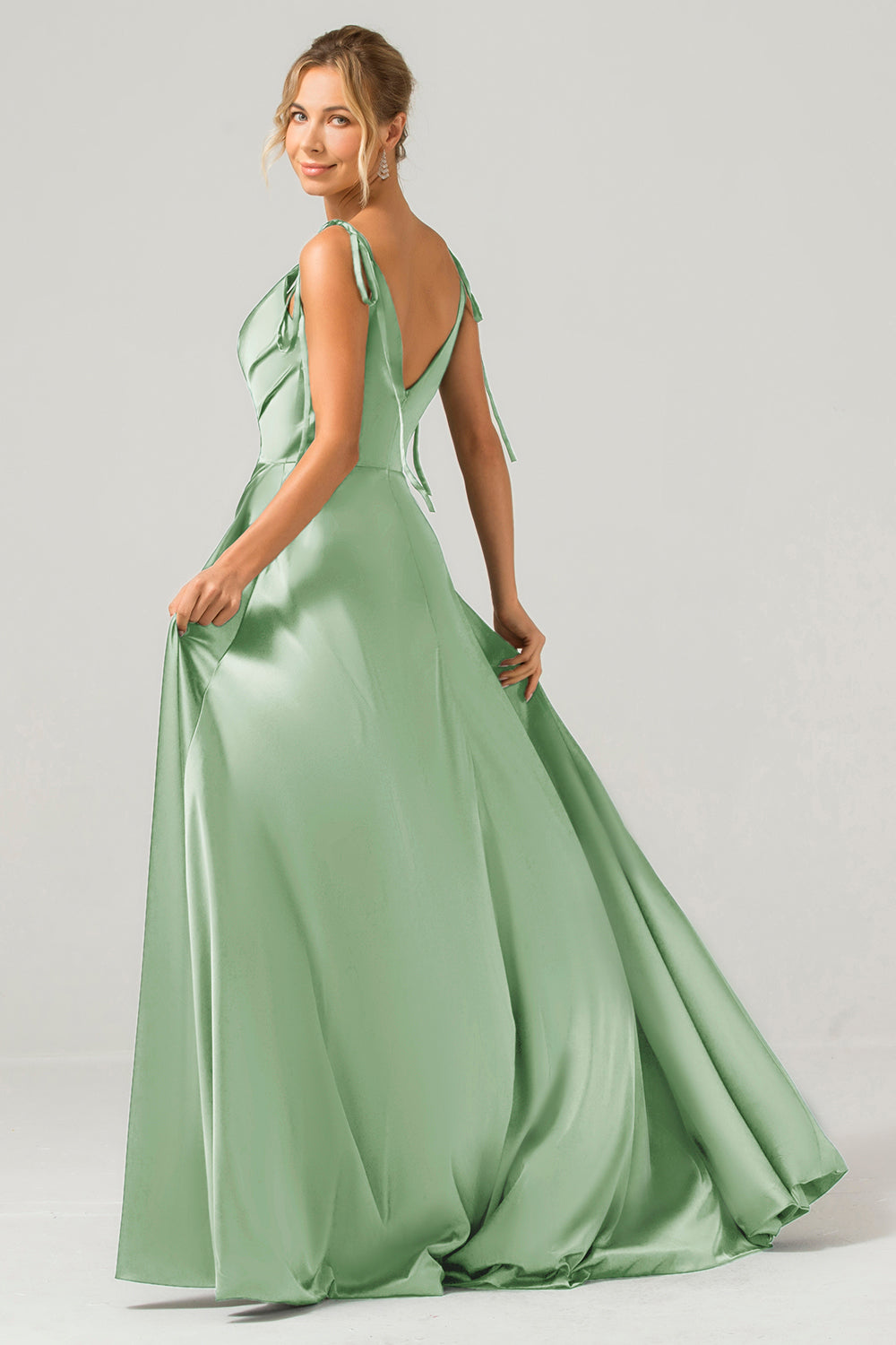 Royal Blue A-Line Spaghetti Straps Ruched Long Bridesmaid Dress with Slit Royal Blue A-Line Spaghetti Straps Ruched Long Bridesmaid Dress with Slit