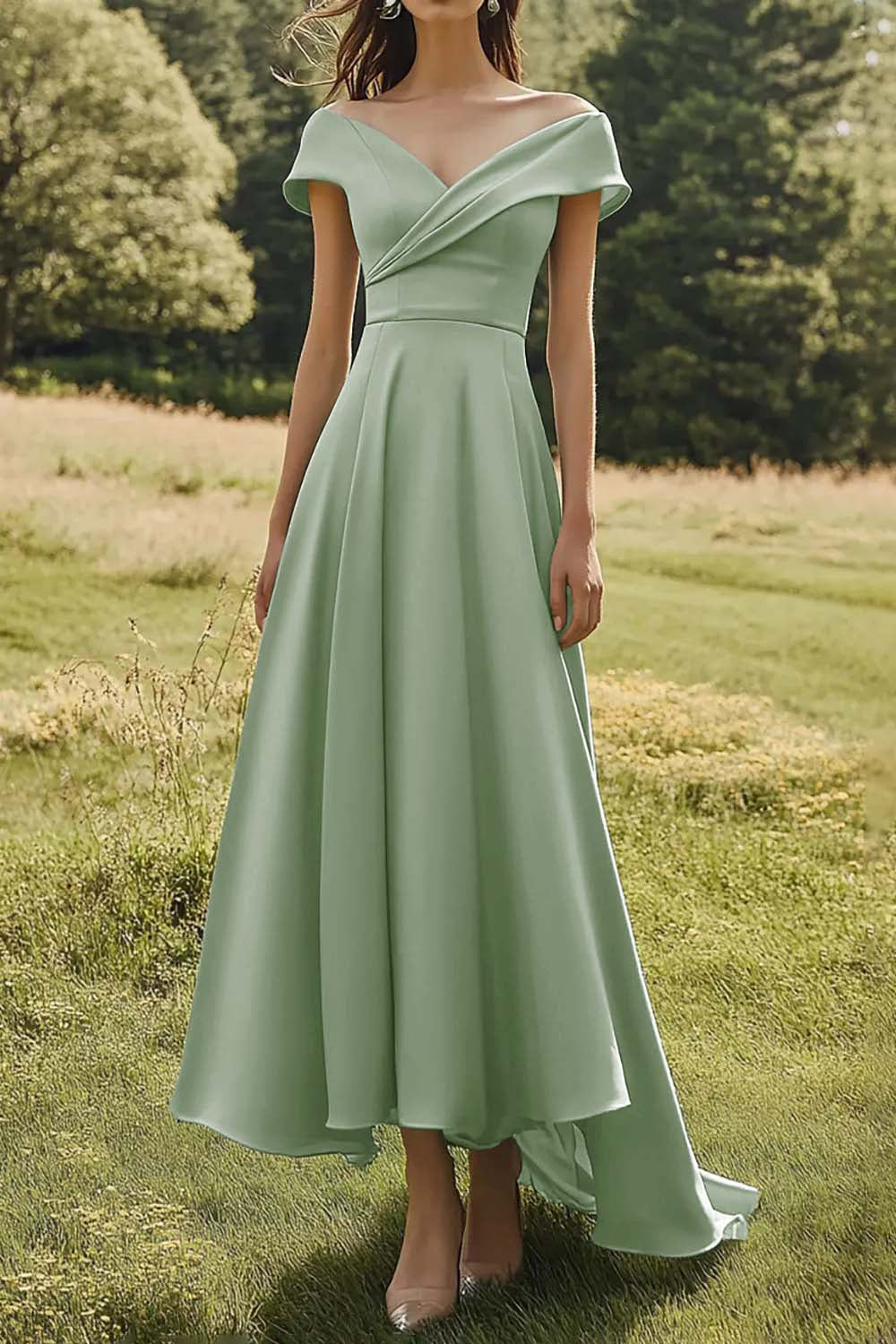 Dark Navy Slim Off The Shoulder Long Formal Dress with Wide Hem Dark Navy Slim Off The Shoulder Long Formal Dress with Wide Hem