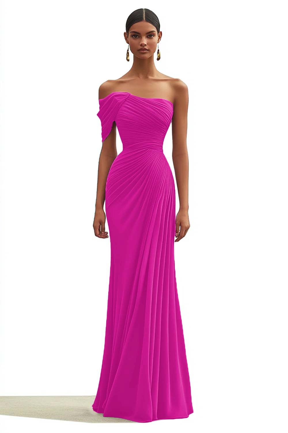 Mermaid Dark Green One Shoulder Pleated Long Formal Dress Mermaid Dark Green One Shoulder Pleated Long Formal Dress