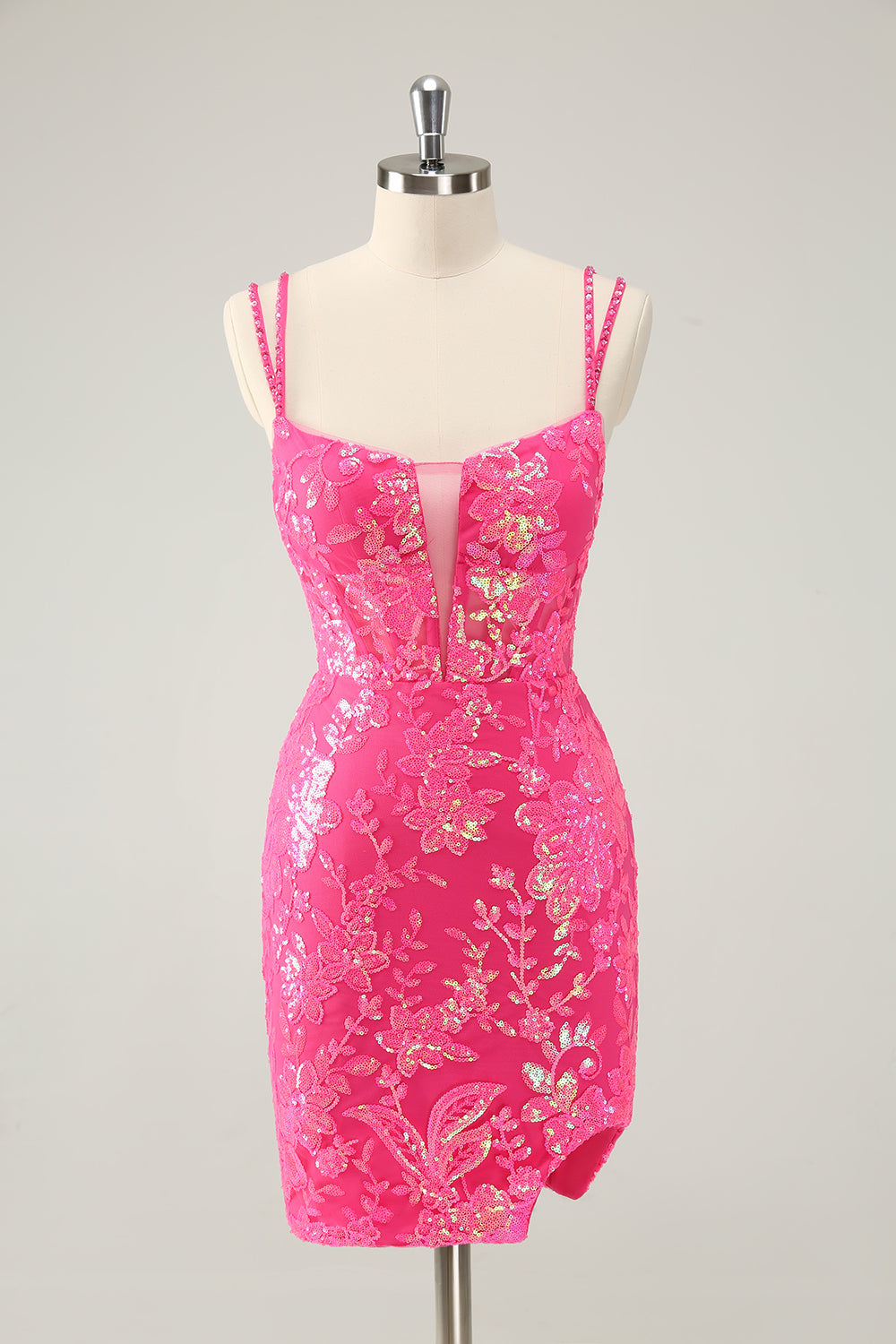 Zapakasa Women Gorgeous Hot Pink Short Homecoming Dress with Slit Lace Up Tight Glittler Prom Dress Zapakasa Women Gorgeous Hot Pink Short Homecoming Dress with Slit Lace Up Tight Glittler Prom Dress